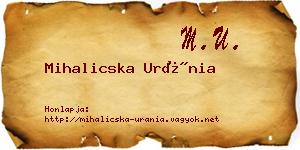 Mihalicska Uránia névjegykártya